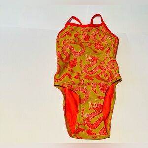 Sporti Lunar Dragon Foil Thin Strap Swimsuit Size: 26Y